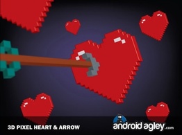 Abstract - 3D Pixel Heart and Arrow 