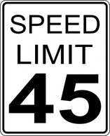 Buildings - 45mph Speed Limit Road Sign clip art 