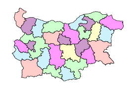 administrative map of Bulgaria