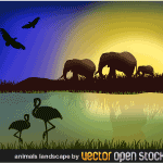 African Landscape with animals