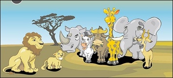 Ai Format, Keyword: Cute Animals, Lions, Giraffes, Elephants, Rhinoceroses, Horses, Deer Preview