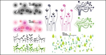 ai vector format. Include: patterns, rained, plants, dots……