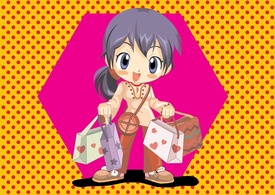 Cartoon - Anime Shopping Girl 