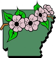 Flowers & Trees - Arkansas Map And Flower clip art 