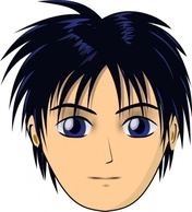 Asian Anime Boy Head clip art