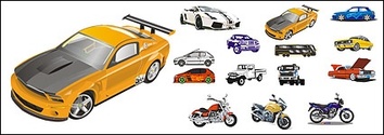 Transportation - Automobile and motorcycle vector material 