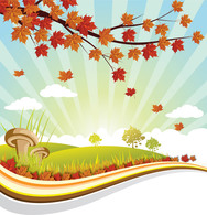 Holiday & Seasonal - Autumn Landscape Vector Graphic 