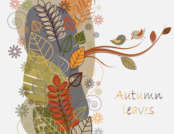 Animals - Autumn Leaves with bird vector 