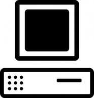 B W Cartoon Computer Base Monitor clip art