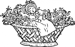 Human - Baby In Rose Basket clip art 