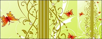 Background patterns and butterfly Vector