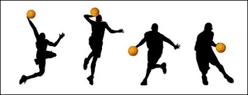 Basketball action figure silhouettes vector material