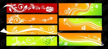 Banners - Beautiful color patterns banner vector material 