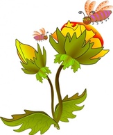 Flowers & Trees - Bee And Flower clip art 