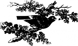 Animals - Bird On A Branch clip art 