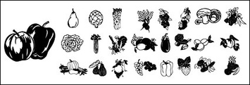 Food - Black and white vector material fruits and vegetables 