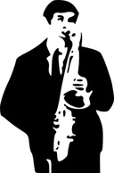 Music - Black Music White Saxophone Player Musician 