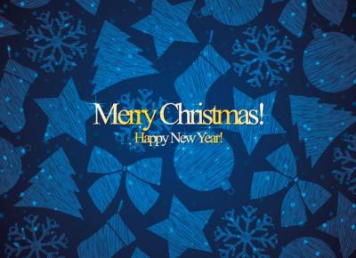 Blue Christmas Card