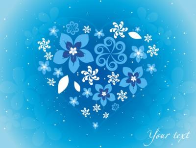 Blue Floral Heart