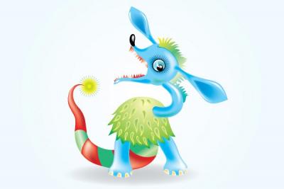 Blue Monster Cartoon Character Vector Preview