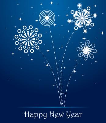 Holiday & Seasonal - Blue new year greeting card 