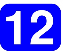 Shapes - Blue Rounded Rectangle With Number 12 clip art 