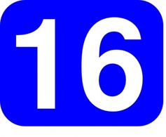 Shapes - Blue Rounded Rectangle With Number 16 clip art 