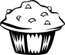 Blueberry Muffin (b And W) clip art