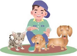 Boy and dog vector 3