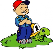 Cartoon - Boy And Turtle clip art 