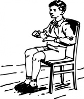 Objects - Boy Sitting In Chair clip art 