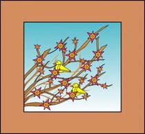 Branches Flowers Birds clip art