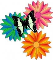 Nature - Butterfly And Flowers clip art 