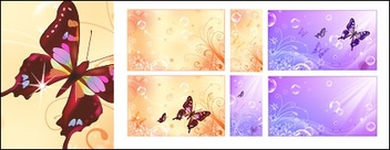 Backgrounds - Butterfly Dream flower bubble vector background material 