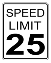 CA speed limit 25 roadsign