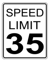 CA speed limit 35 roadsign