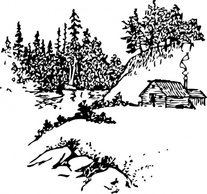 Cabin Along Stream clip art Preview