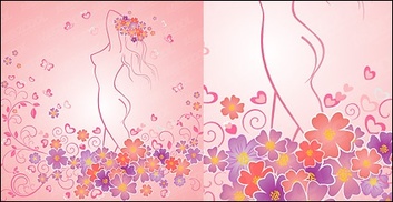 Objects - Can love a woman-shaped flowers with the line vector material 