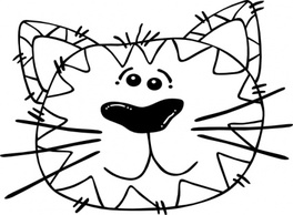 Animals - Cartoon Cat Face Outline clip art 