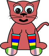 Cartoon - Cartoon Cat In Rainbow Socks clip art 