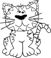 Cartoon - Cartoon Cat Sitting Outline clip art 