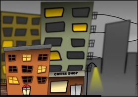 Cartoon - Cartoon City Street Night clip art 