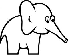 Animals - Cartoon Outline Elephant clip art 