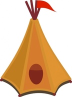 Cartoon Tipi Tent With Red Flag clip art Preview
