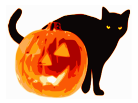 Cat and Jack-O-Lantern