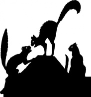 Cat Fight Silhouette clip art