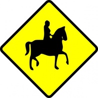 Caution Horse Ridder Crossing clip art