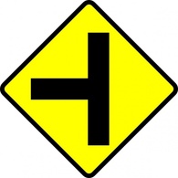 Caution T Junction Road Sign clip art Preview