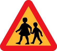 Human - Child And Parent Crossing Road Sign clip art 
