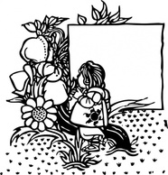 Human - Child In Garden Title Page clip art 